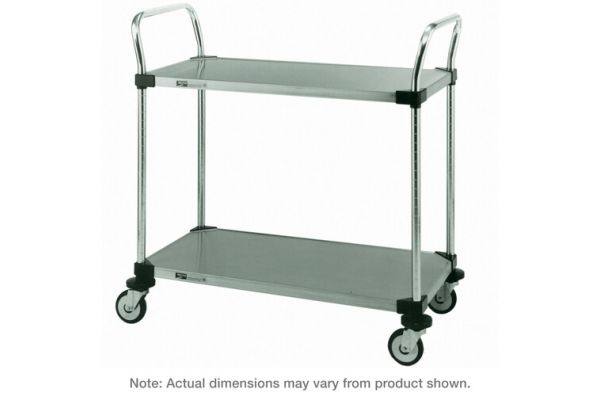 Metro MW Series 2-Shelf Utility Cart with Stainless Steel Solid Shelves