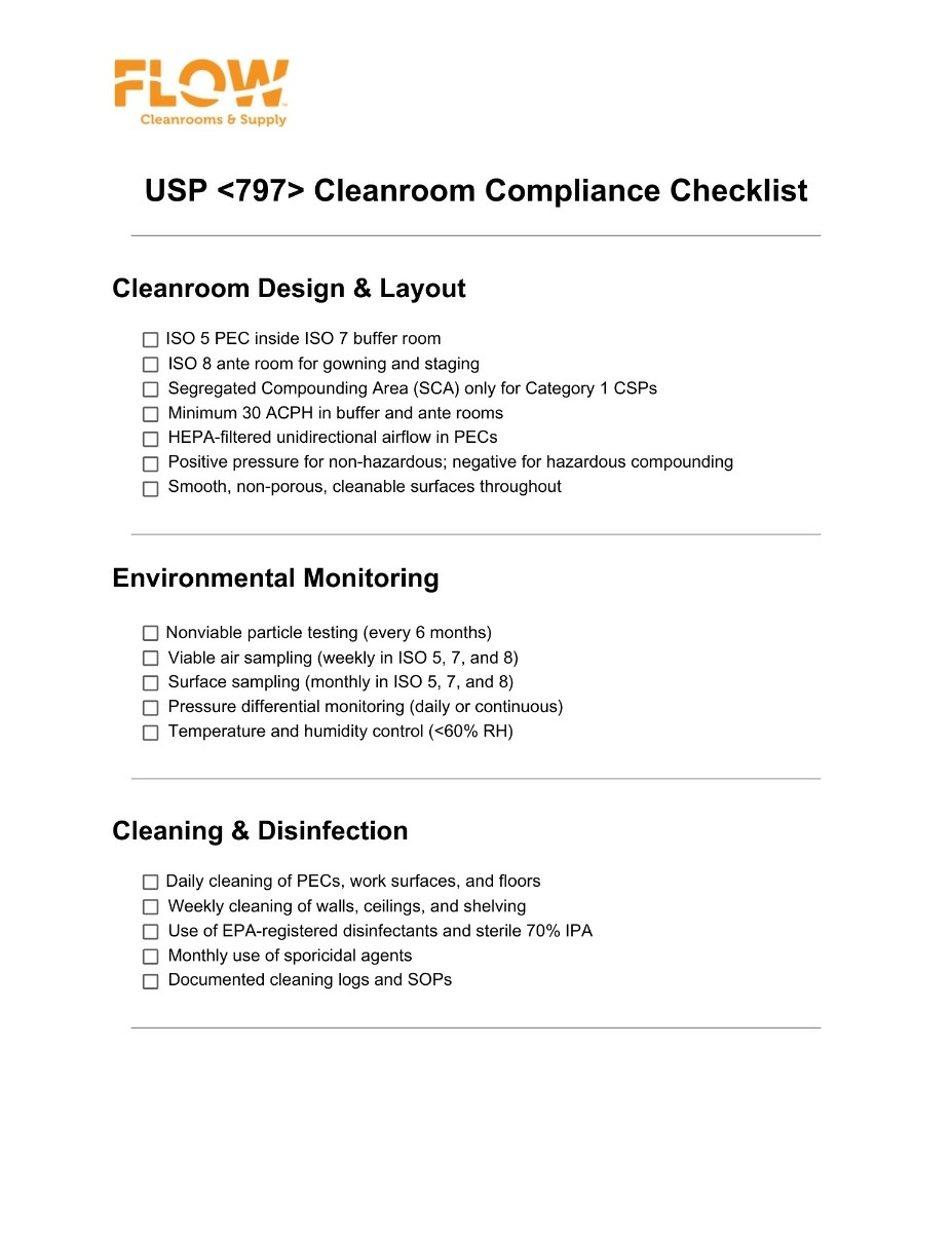 USP 797 Compliance Checklist Part 1