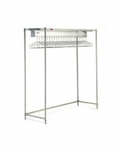 Cleanroom Gowning Rack with Wire Shelving Components - Hanger Slots