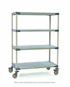 MetroMax 4 4-Shelf Industrial Plastic Shelving Mobile Cart, Open Grid Shelves