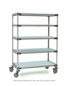 MetroMax 4 5-Shelf Industrial Plastic Shelving Mobile Cart, Solid Bottom Shelf