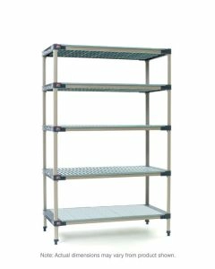 MetroMax 4 5-Shelf Plastic Industrial Shelving Starter Unit with Solid Bottom Shelf