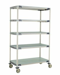 MetroMax i 5-Shelf Industrial Plastic Shelving Mobile Cart, Solid Bottom Shelf