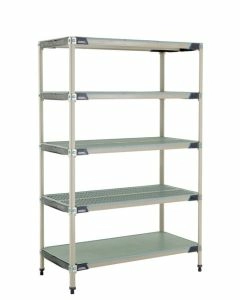 MetroMax i 5-Shelf Plastic Industrial Shelving Starter Unit with Solid Bottom Shelf