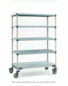 MetroMax Q 5-Shelf Industrial Plastic Shelving Mobile Cart, Solid Bottom Shelf