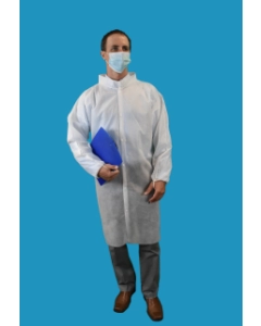 Keystone SMS White Frock,  no pocket, elastic wrist & mandarin collar
