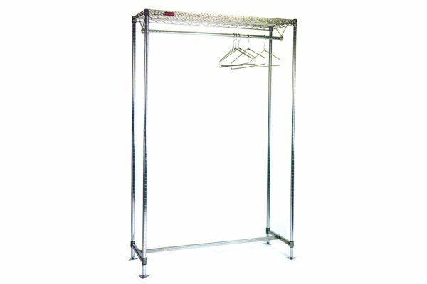 Cleanroom Gowning Rack with Wire Shelving Components - Hanger Tube
