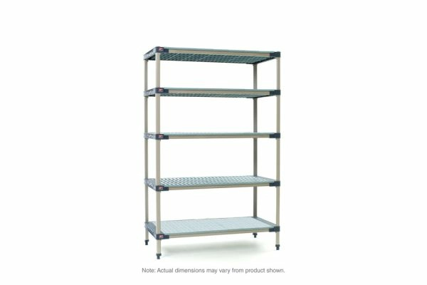 MetroMax 4 5-Shelf Plastic Industrial Shelving Starter Unit with Solid Bottom Shelf
