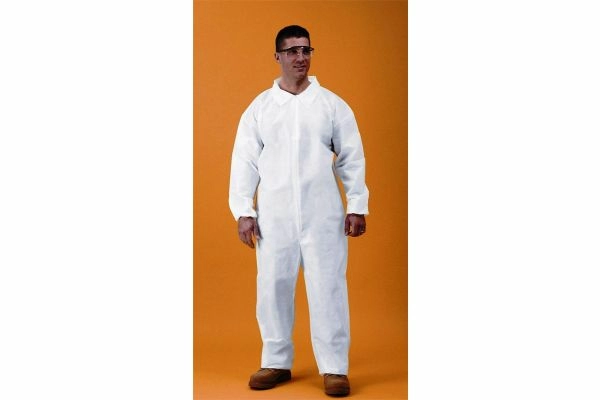 Keystone Polypropylene Coverall, elastic wrist and ankles, zipper front, white