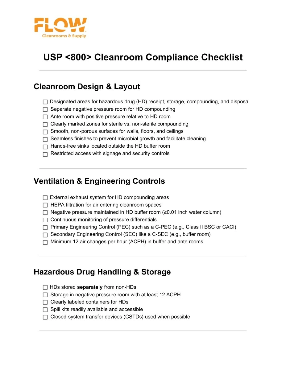 USP 800 Compliance Checklist Part 1